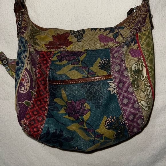 Vintage Fossil Crossbody Purse Bag Tote Key Charm Bird Boho Style Floral Pattern - Picture 5 of 7